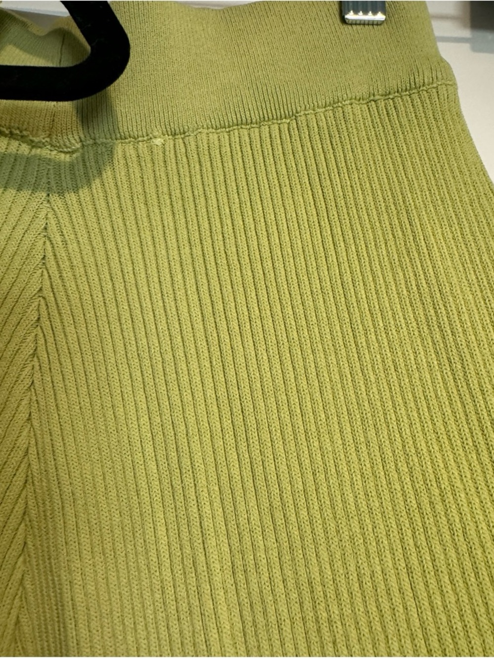 Ribbed V-Neck Crop Top and Wide-Leg Pants Set - Chartreuse - Picture 2 of 4